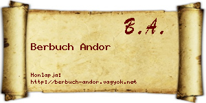 Berbuch Andor névjegykártya
